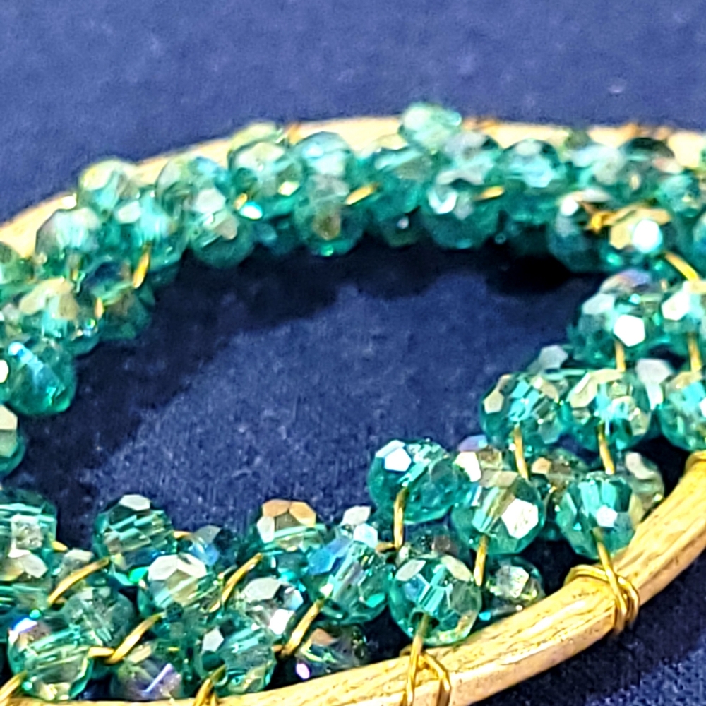 Teal Blue Crystal Beaded Necklace - Picture 10 of 11